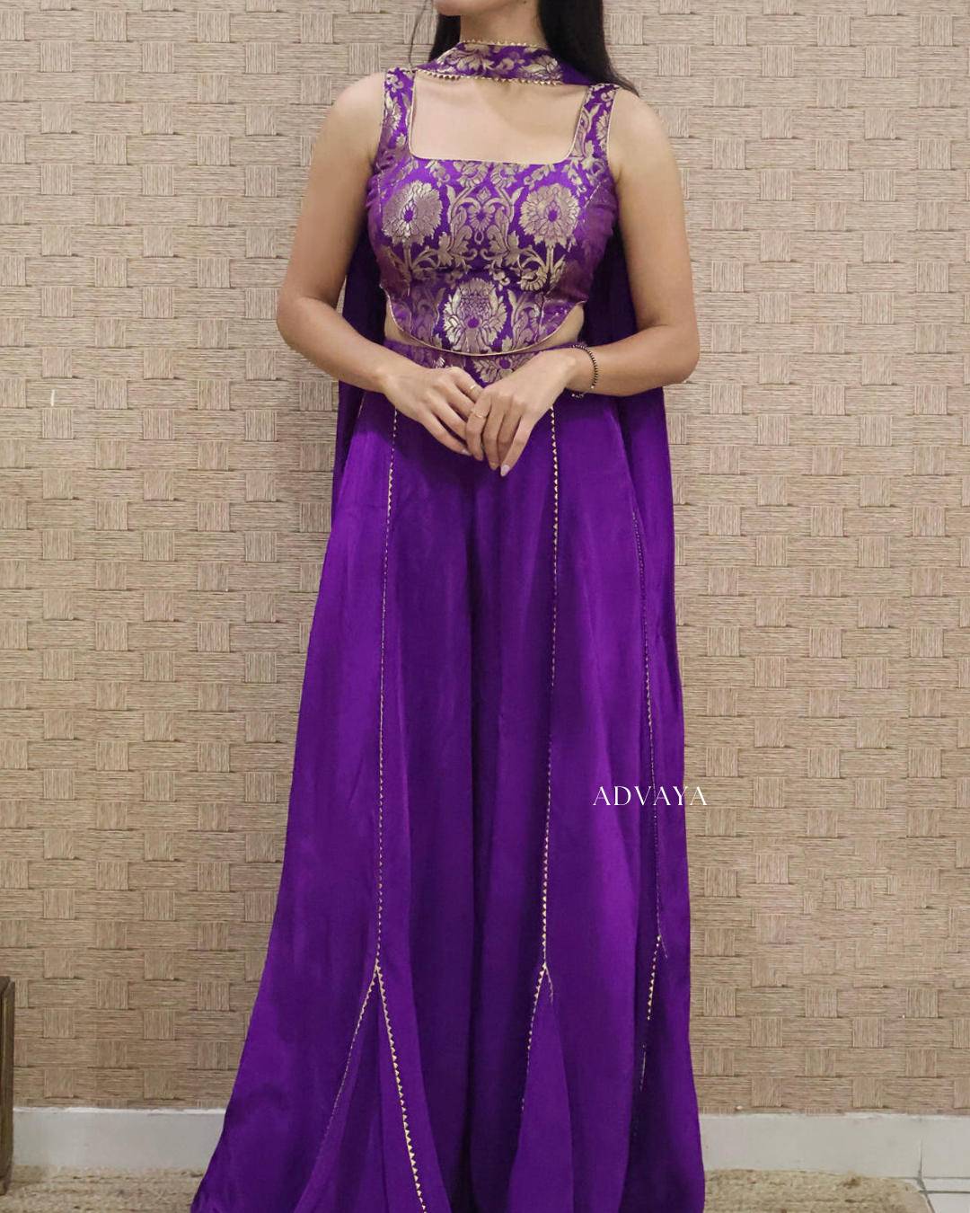SANGARIA Brocade Corset Sharara Set