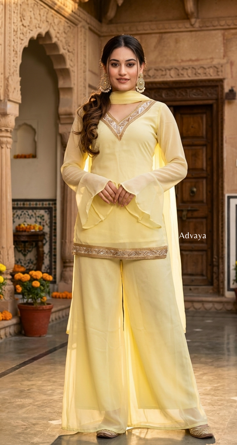 HEER Tissue Georgette Kurti Pant Set