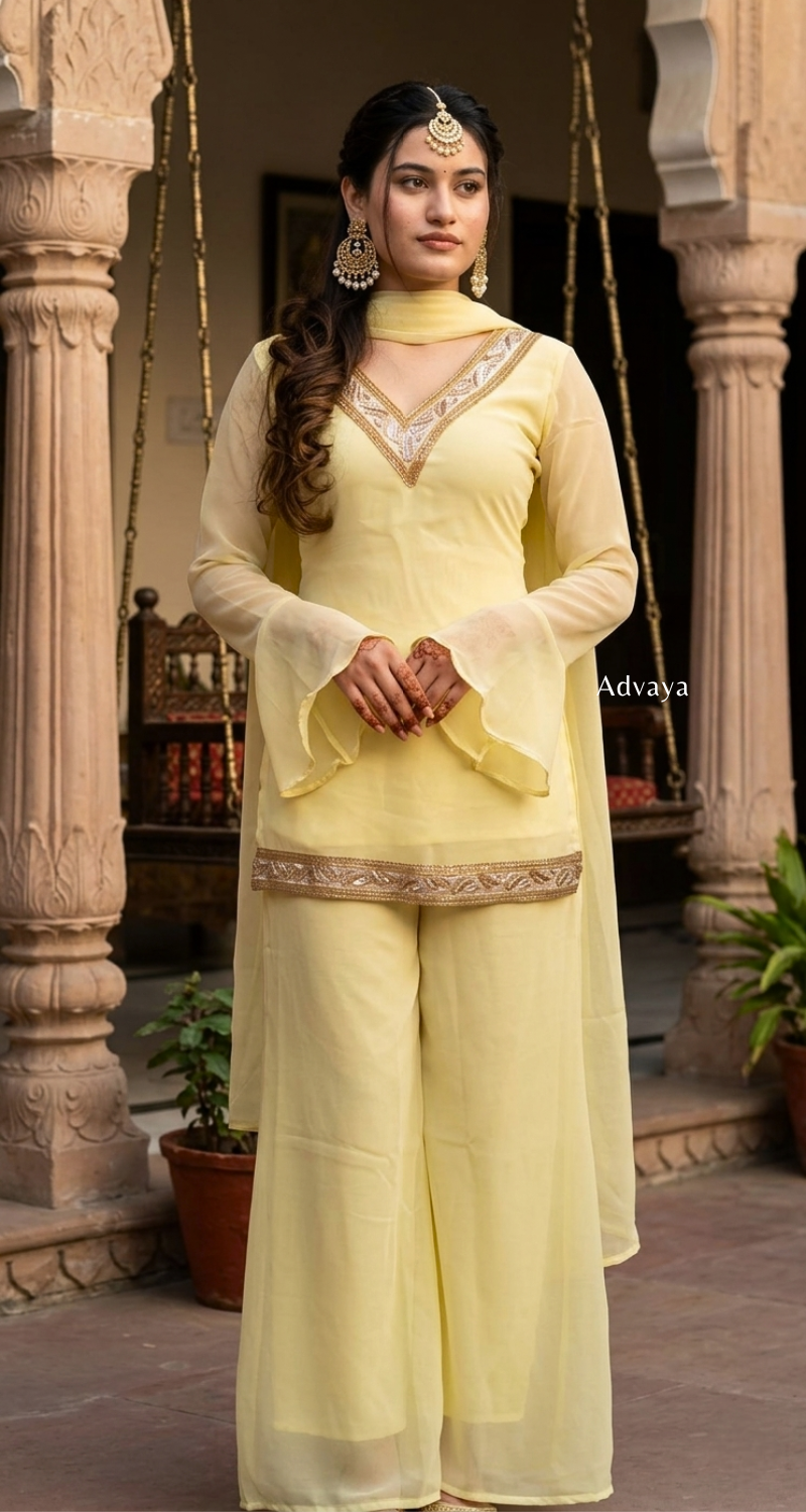 HEER Tissue Georgette Kurti Pant Set