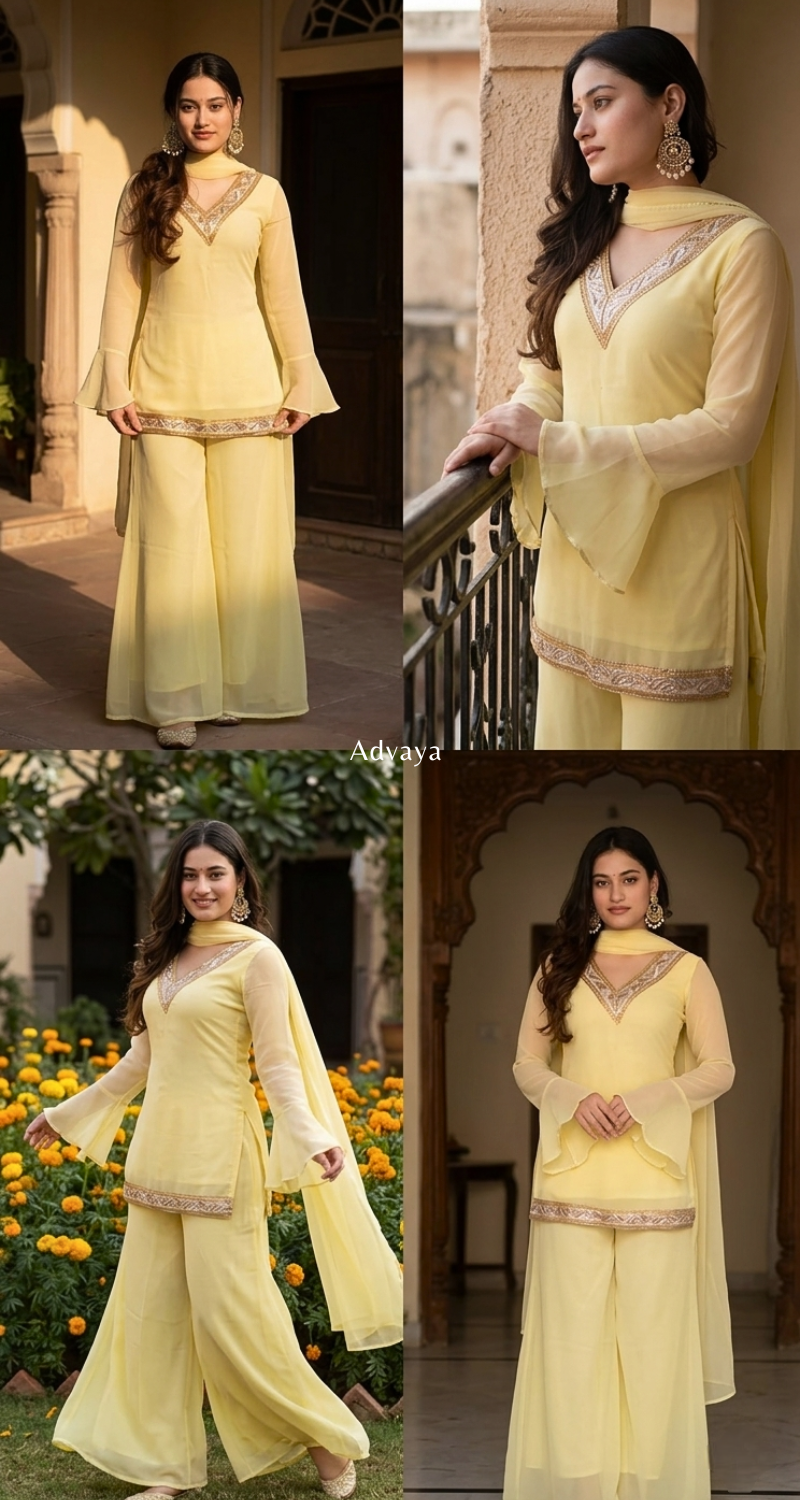 HEER Tissue Georgette Kurti Pant Set