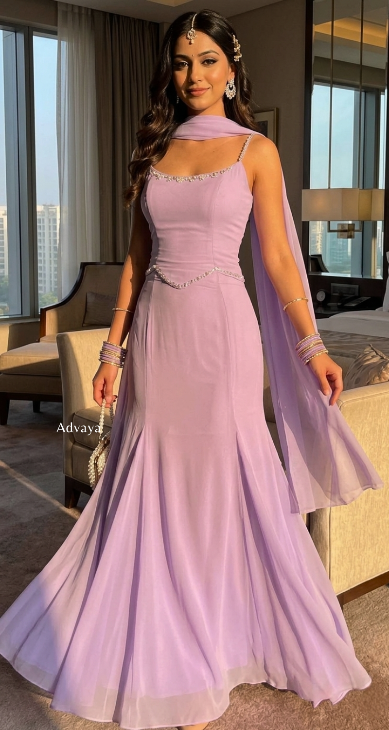 NEYSAA Rhinestone Mermaid Lehenga Set