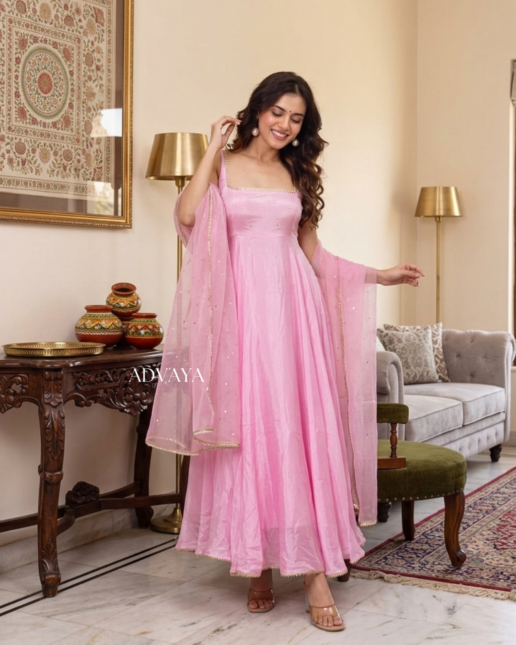 MEHER Baby Pink Suit Set